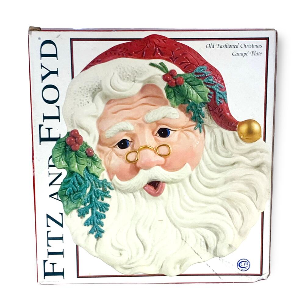 Fitz and Floyd Classic “Old Fashioned Christmas” Santa Canape Plate 2003